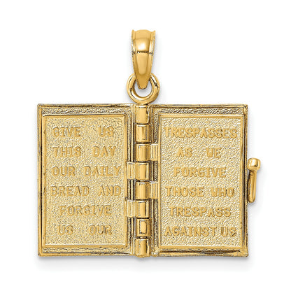 14K Blue Enameled 3-D Bible with Lord's Prayer and Moveable Pages Pendant