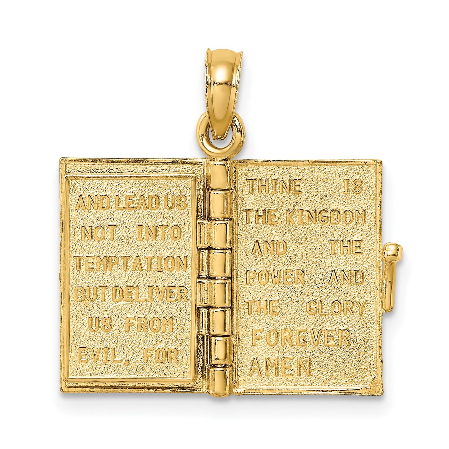 14K Blue Enameled 3-D Bible with Lord's Prayer and Moveable Pages Pendant