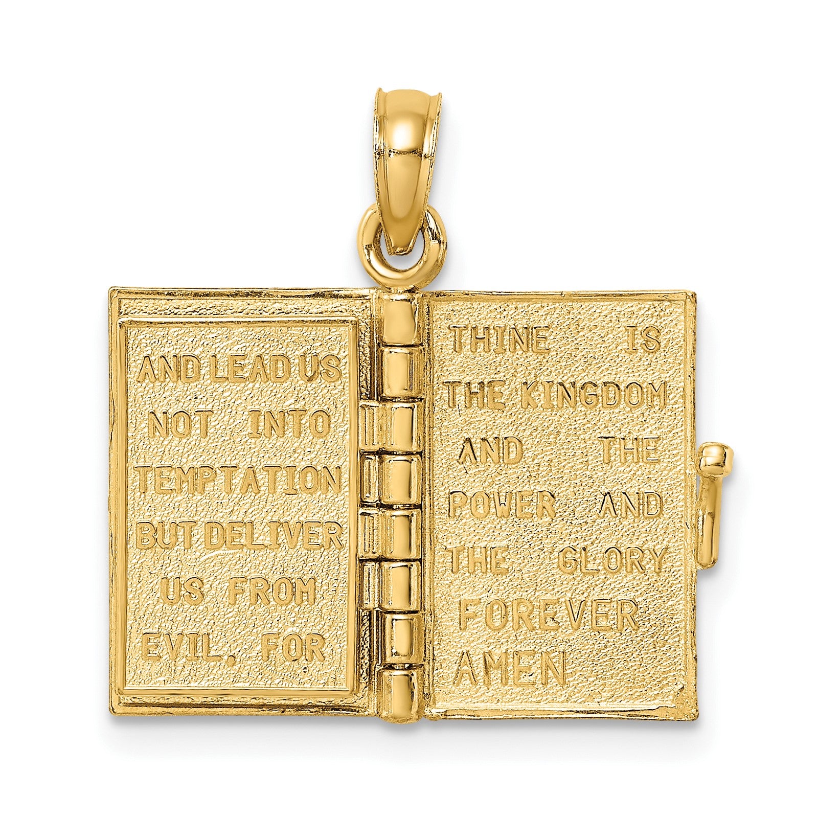 14K Blue Enameled 3-D Bible with Lord's Prayer and Moveable Pages Pendant