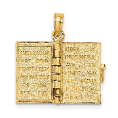 14K Blue Enameled 3-D Bible with Lord's Prayer and Moveable Pages Pendant