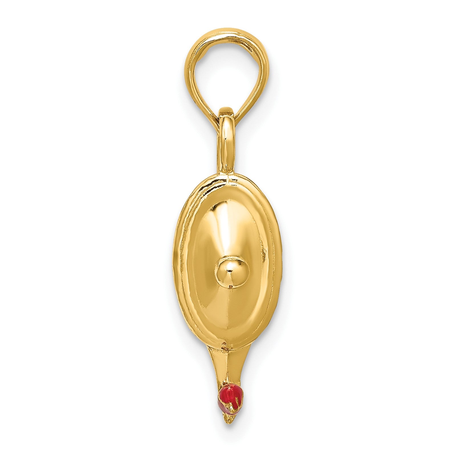 14K Red Enameled Polished 3-D Genie Lamp Charm