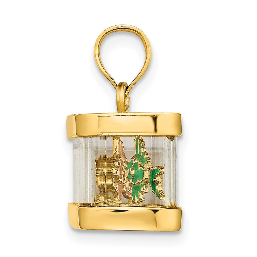 14K 3-D Moveable Enamel Fish Aquarium Charm