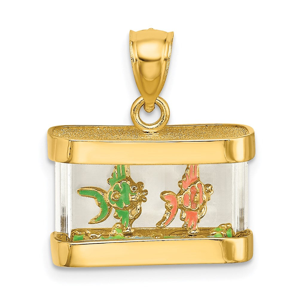 14K 3-D Moveable Enamel Fish Aquarium Charm