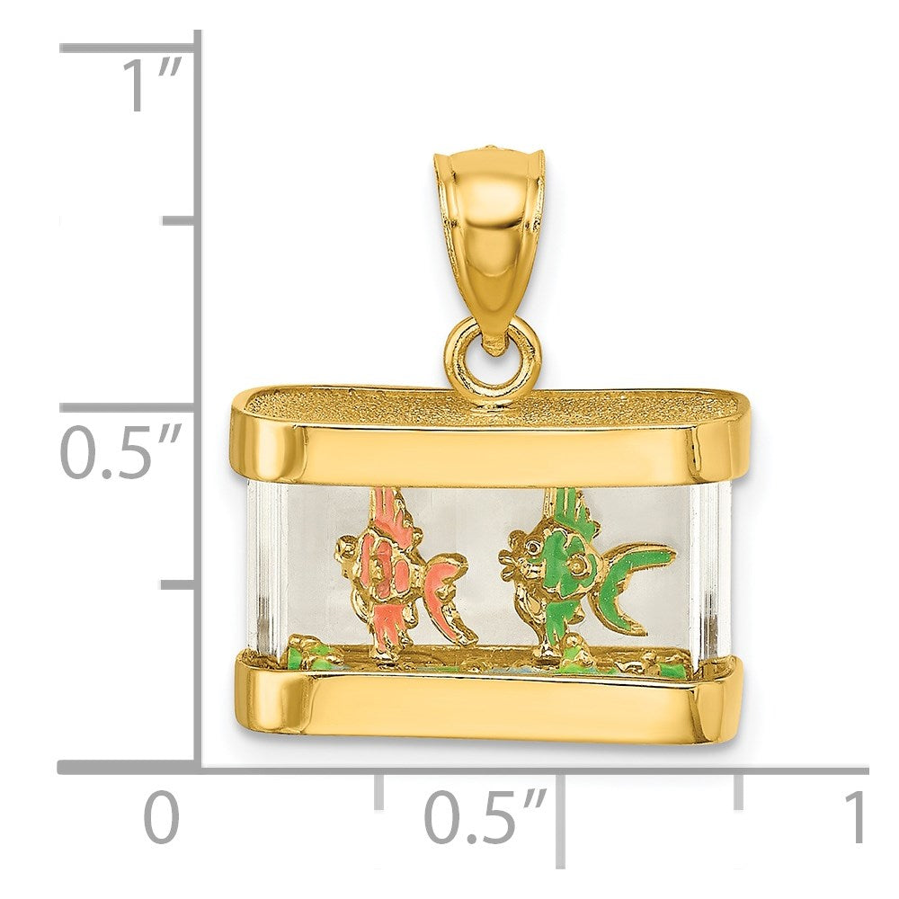 14K 3-D Moveable Enamel Fish Aquarium Charm