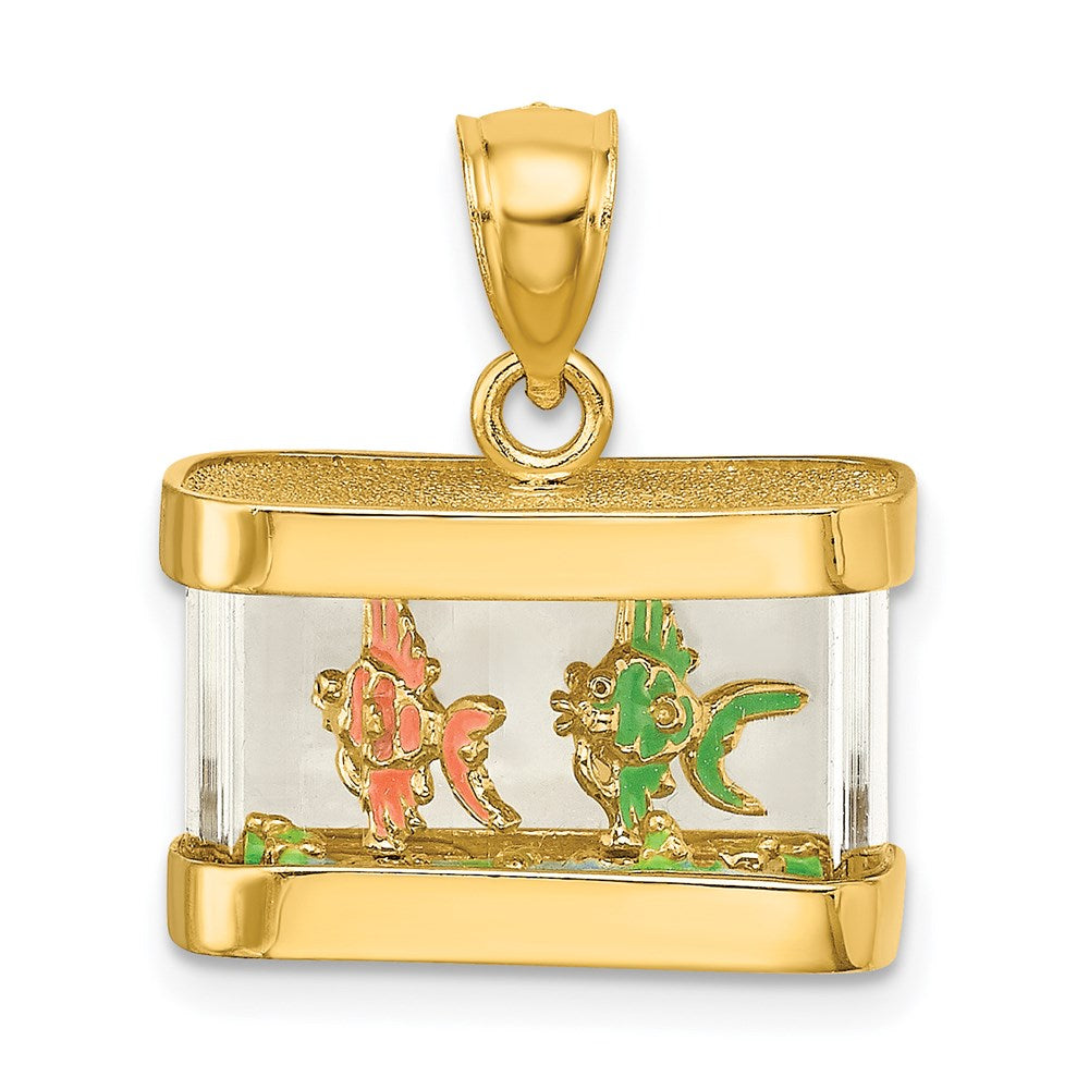 14K 3-D Moveable Enamel Fish Aquarium Charm