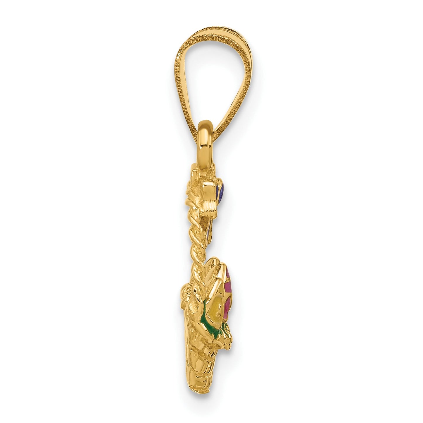 14K Enameled Easter Basket with Bow and Eggs Charm
