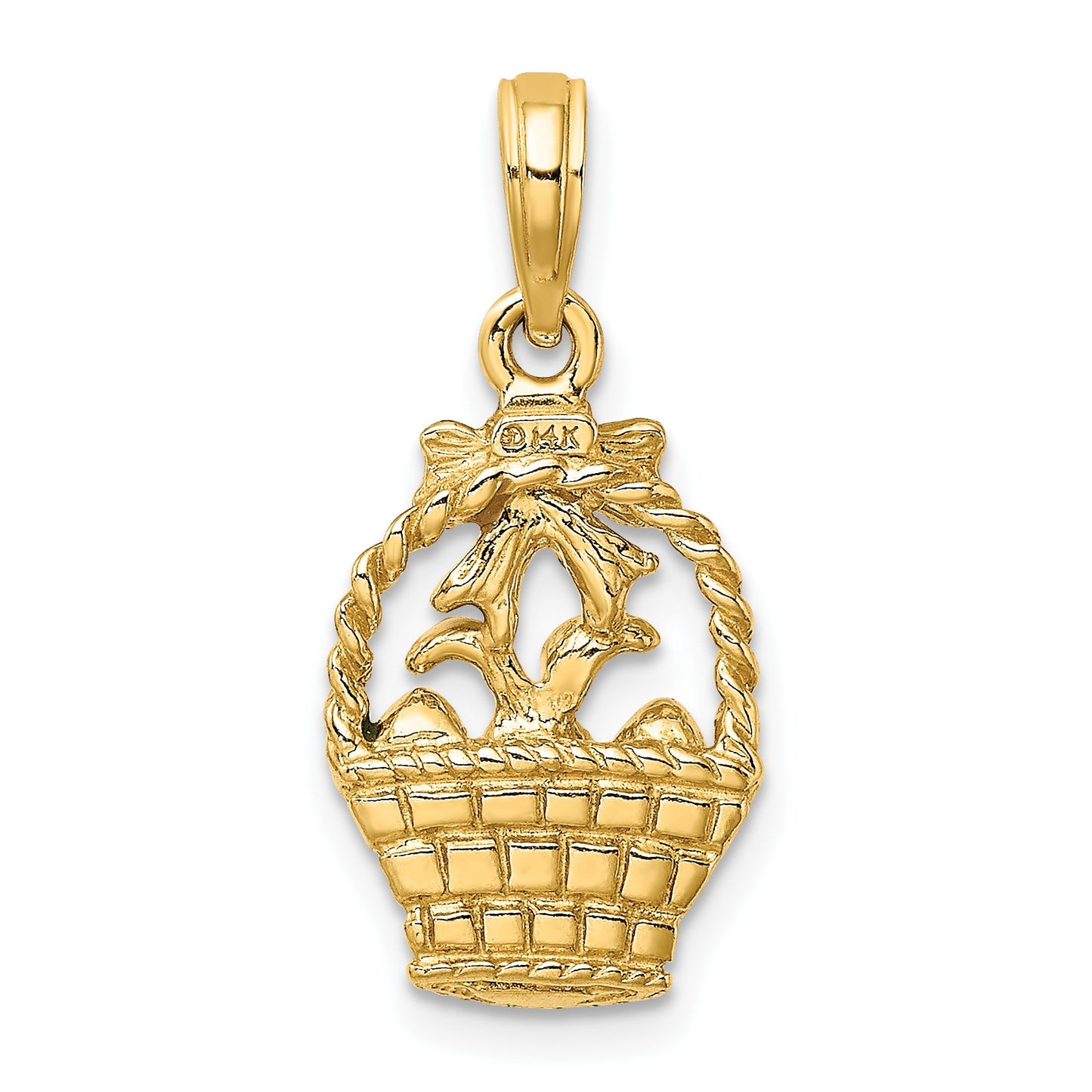 14K Enameled Easter Basket with Bunny/Bow/Eggs Charm
