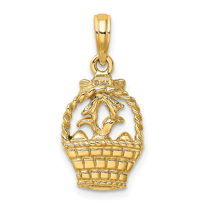 14K Enameled Easter Basket with Bunny/Bow/Eggs Charm
