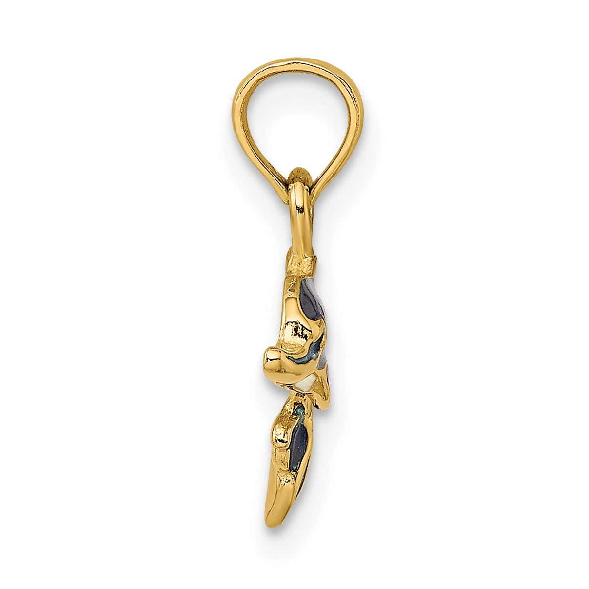 14K Blue Enamel Dolphin Charm