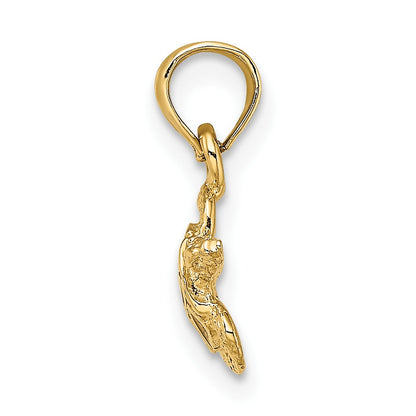 14K Small Textured and Brown Enameled Sea Turtle Charm