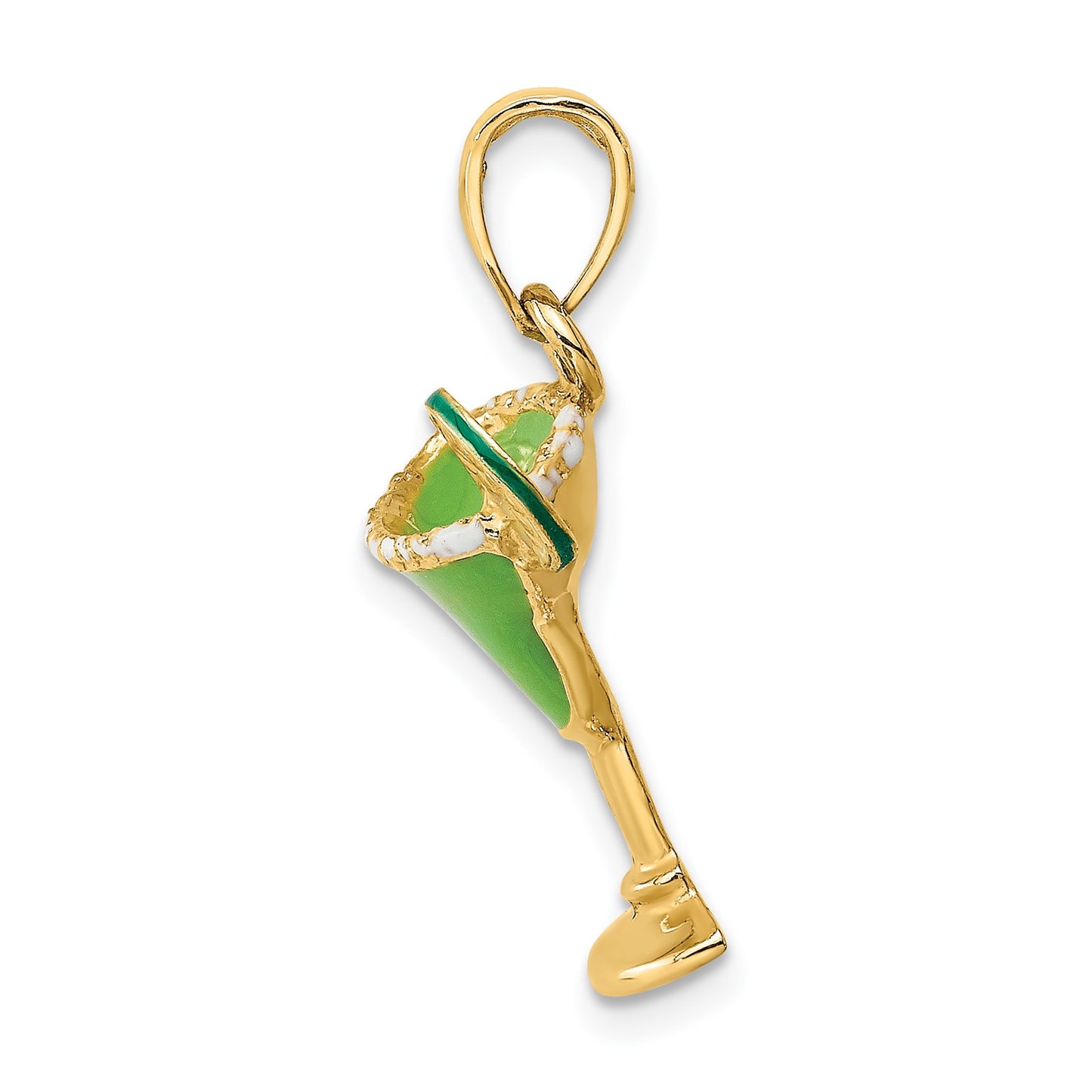 14K 2-D Green Enameled Salted Margarita Drink with Lime Charm