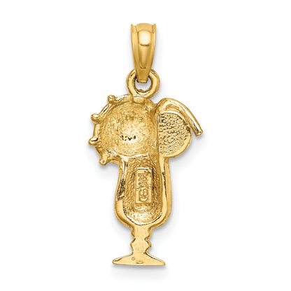 14K Yellow Enameled Tropical Drink with Multi-Colored Umbrella Charm