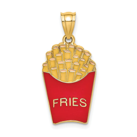 14K Red and Yellow Enameled French Fries Charm