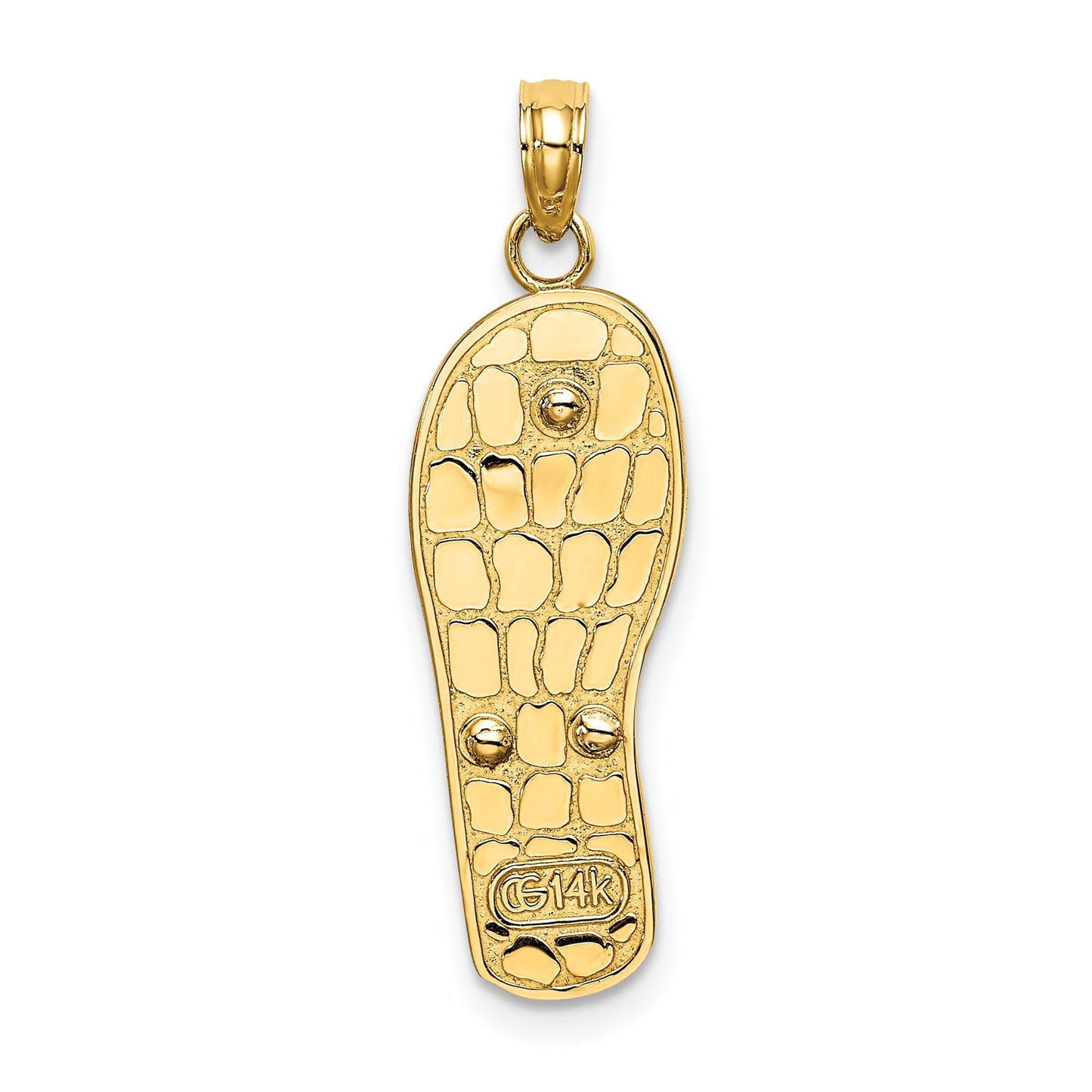 14K and White Rhodium 3-D Enameled Palm Tree and Bucket on Flip-Flop Charm
