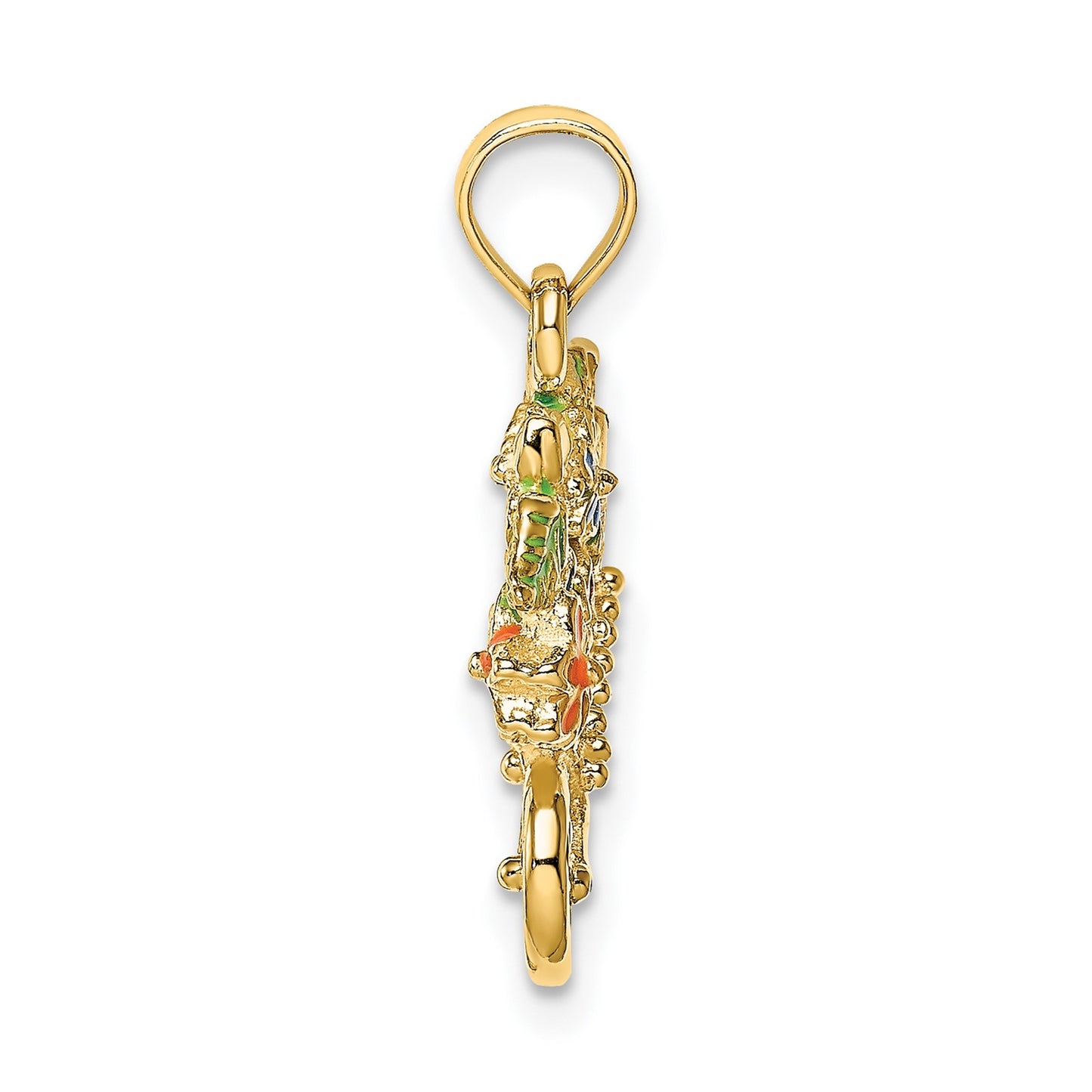 14K 3-D Multi-color Enamel Flower Cart Charm