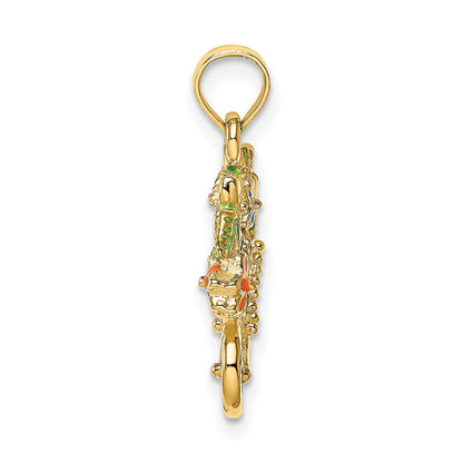 14K 3-D Multi-color Enamel Flower Cart Charm