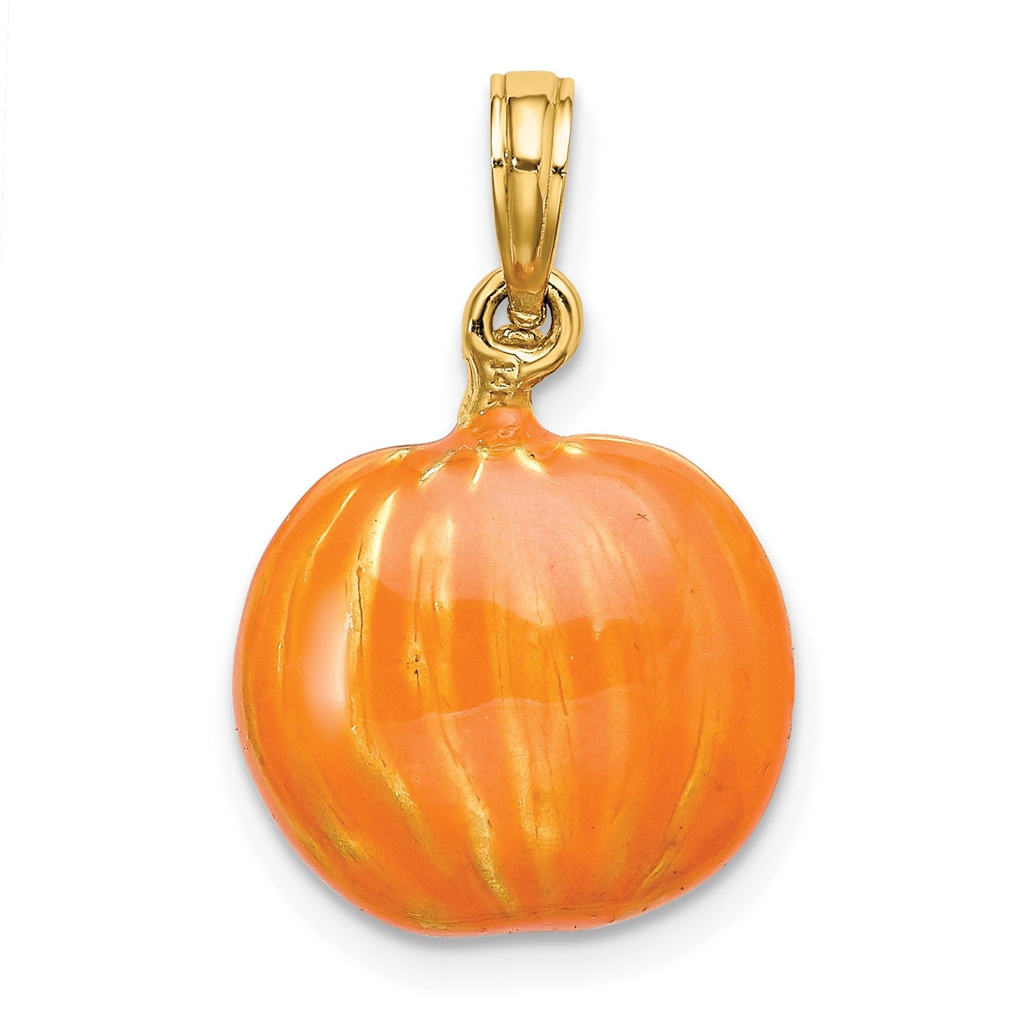 14K 3-D Enameled Jack-o-Lantern with Black Cat and Moon Charm