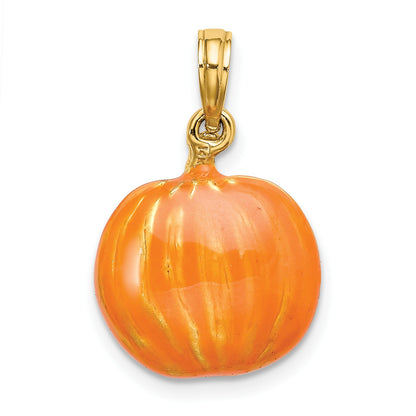 14K 3-D Enameled Jack-o-Lantern with Black Cat and Moon Charm