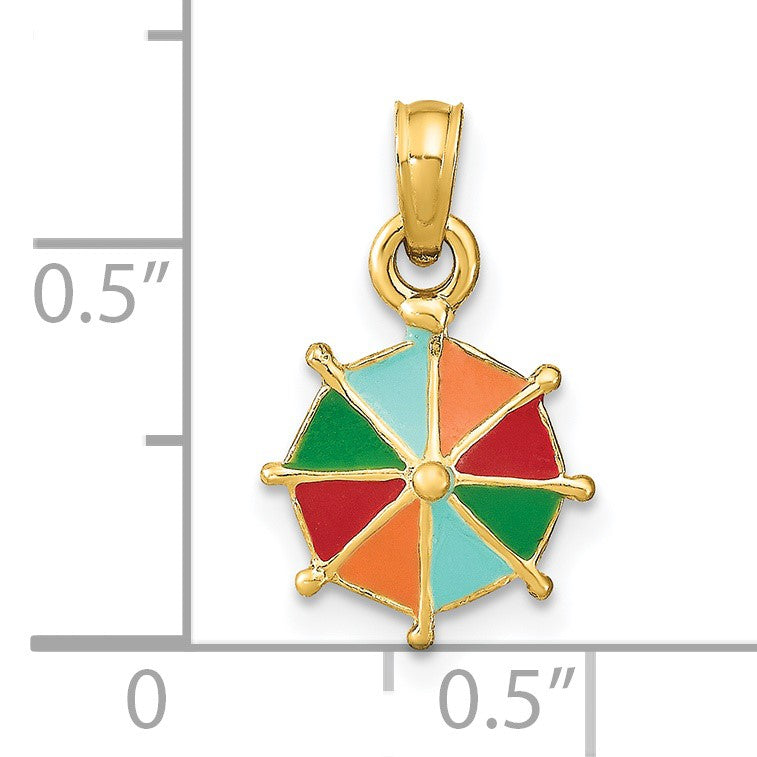 14K Multi-Color Enamel Umbrella Charm