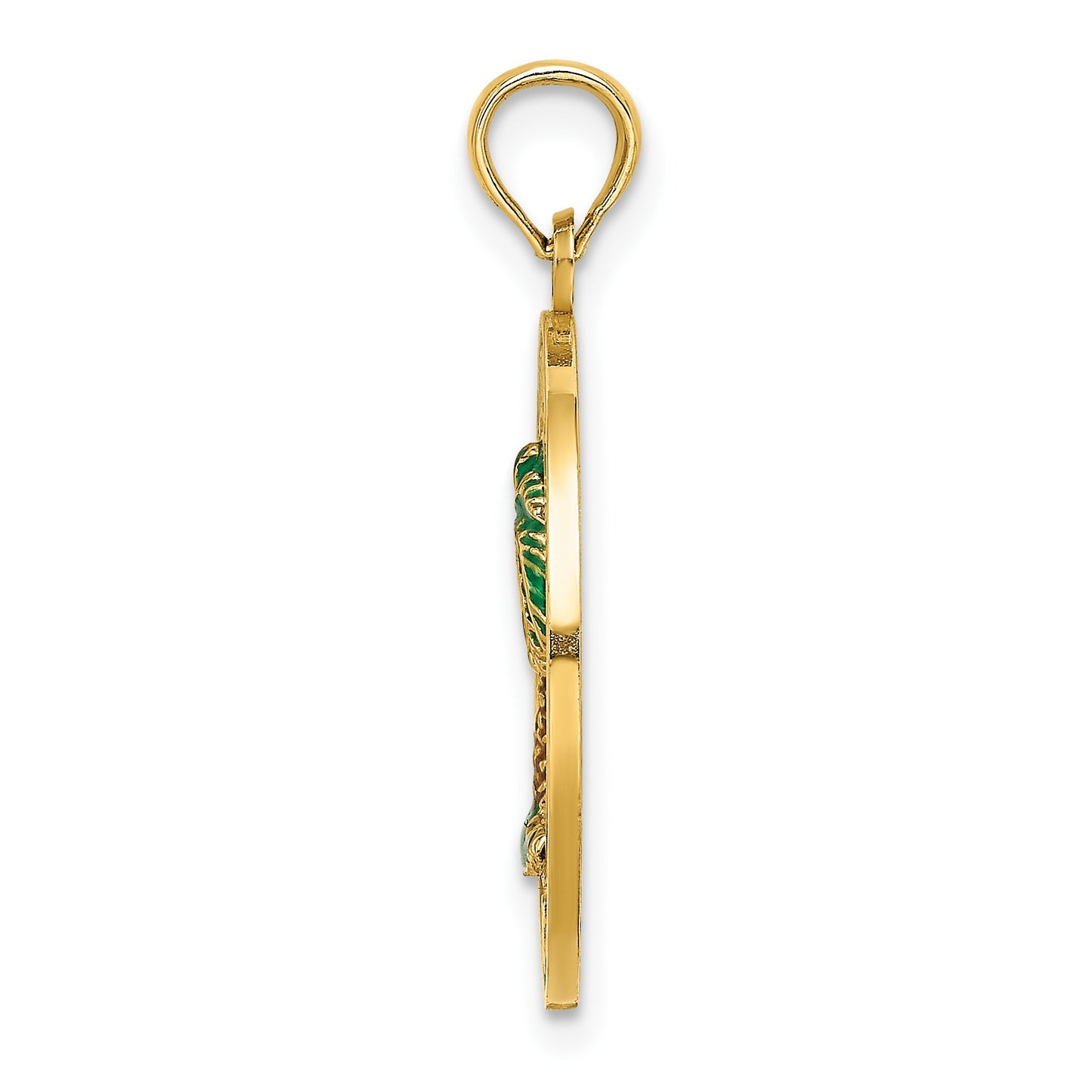 14K BLUFFTON SC Circle Enameled Palm Tree Charm