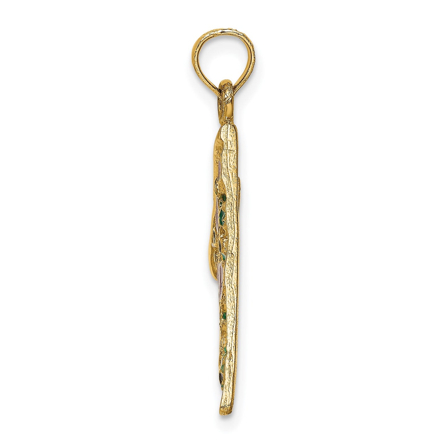 14K Multi-color Enameled Large Pepperoni Pizza Slice Pendant
