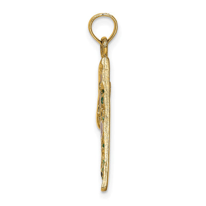 14K Multi-color Enameled Large Pepperoni Pizza Slice Pendant