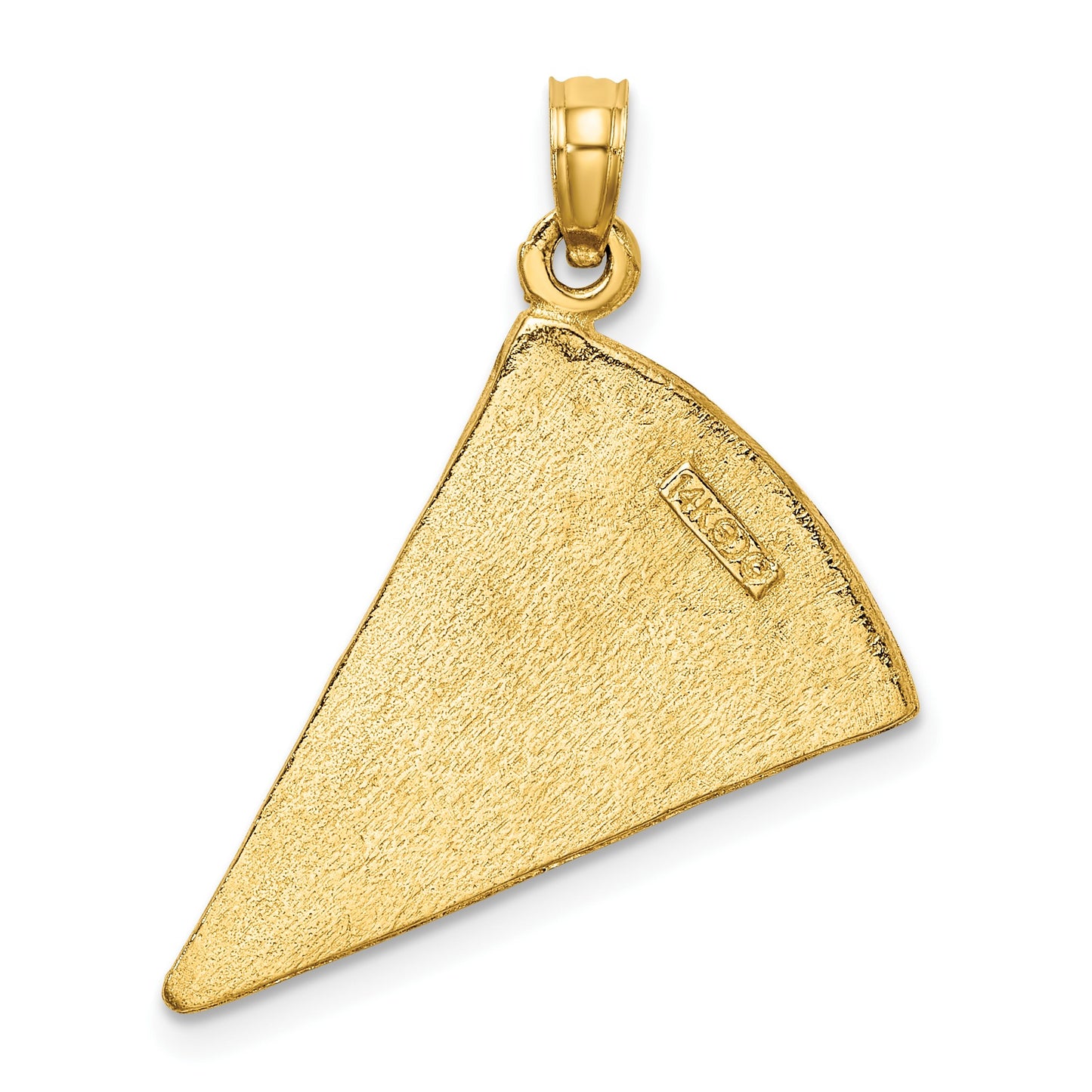 14K Multi-color Enameled Large Pepperoni Pizza Slice Pendant