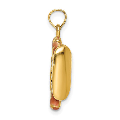 14K 3-D Multi-color Enameled Hot Dog with Bun Charm