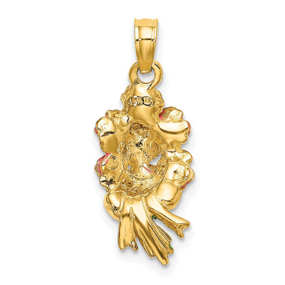 14K Enameled Bouquet of Pink Roses
