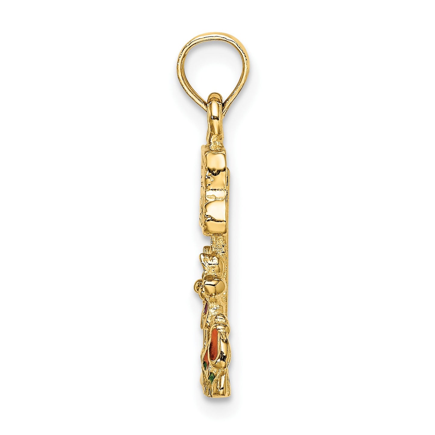 14K Multi-color Enamel MY GARDEN Post with Flowers Charm