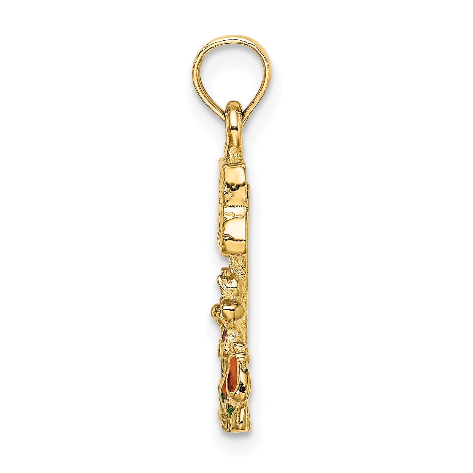 14K Multi-color Enamel MY GARDEN Post with Flowers Charm
