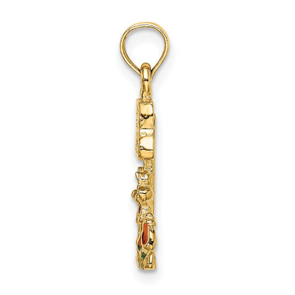 14K Multi-color Enamel MY GARDEN Post with Flowers Charm