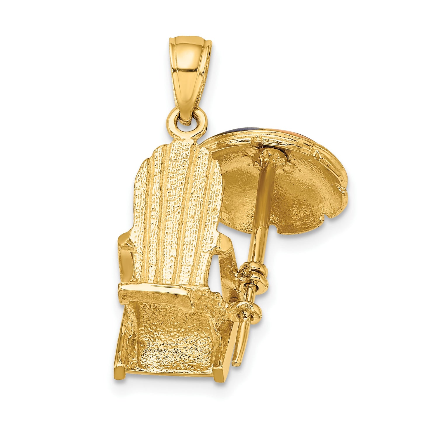 14K 3-D Rainbow Enameled Umbrella Beach Chair Charm