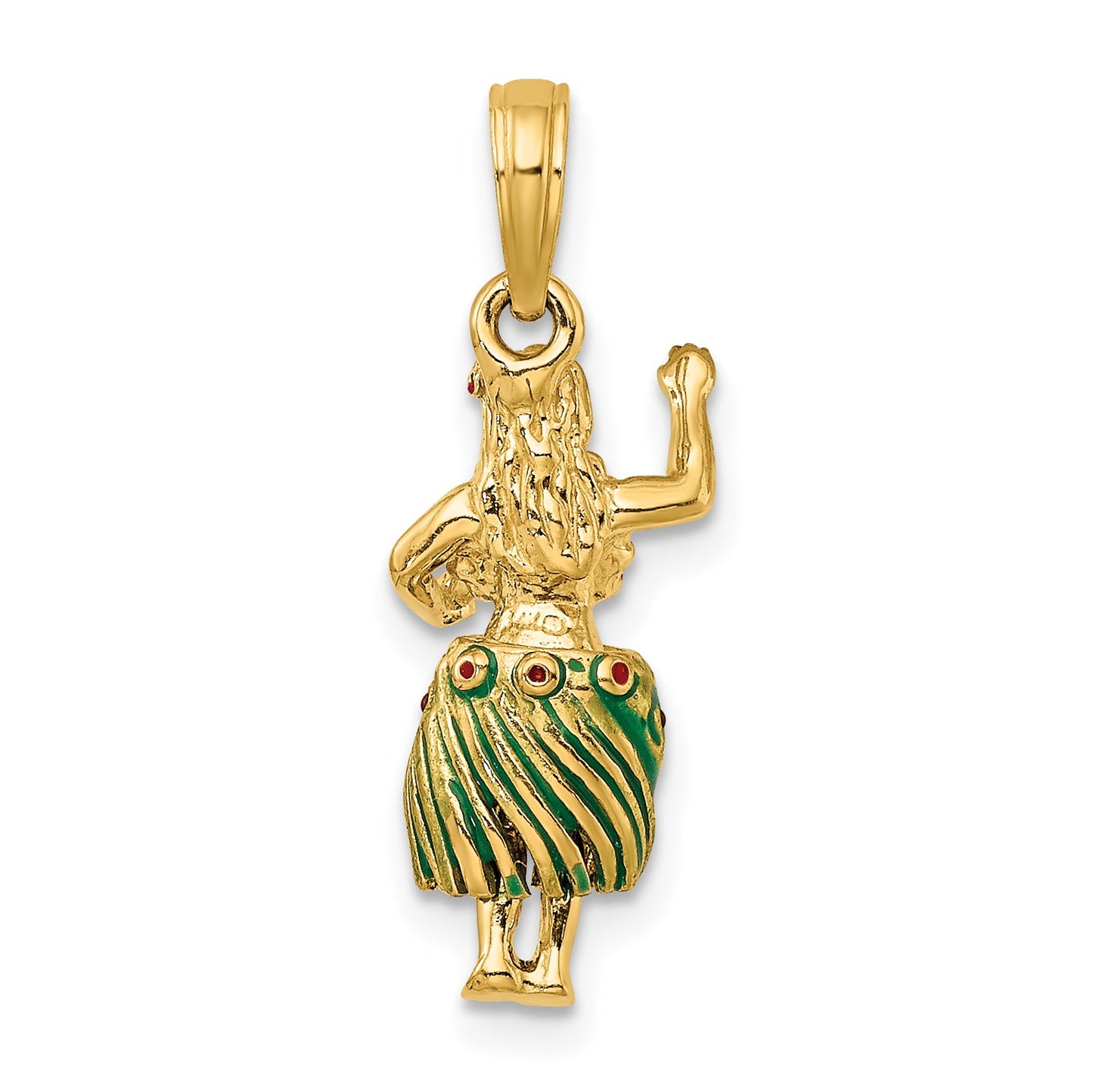 14K 3-D Hula Girl with Moveable Grass Skirt Charm