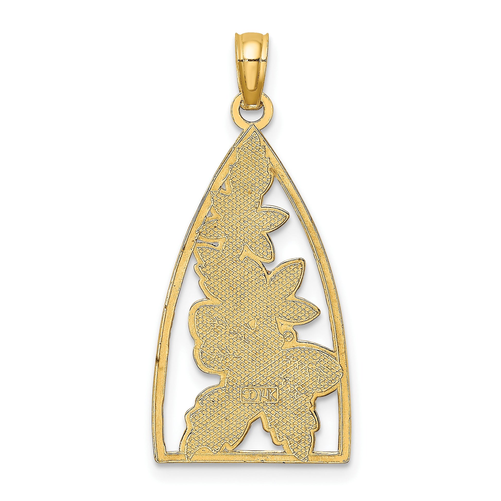 14K Enameled Bumblebee and Flowers Triangle Charm
