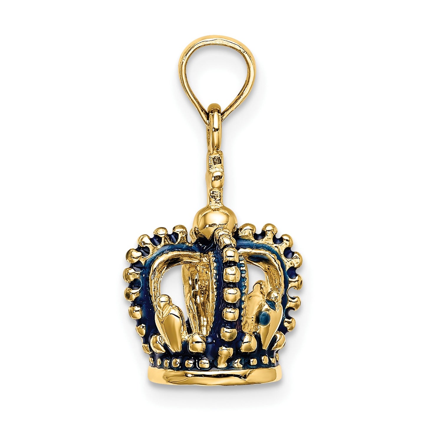 14K 3-D with Blue Enamel Crown Charm