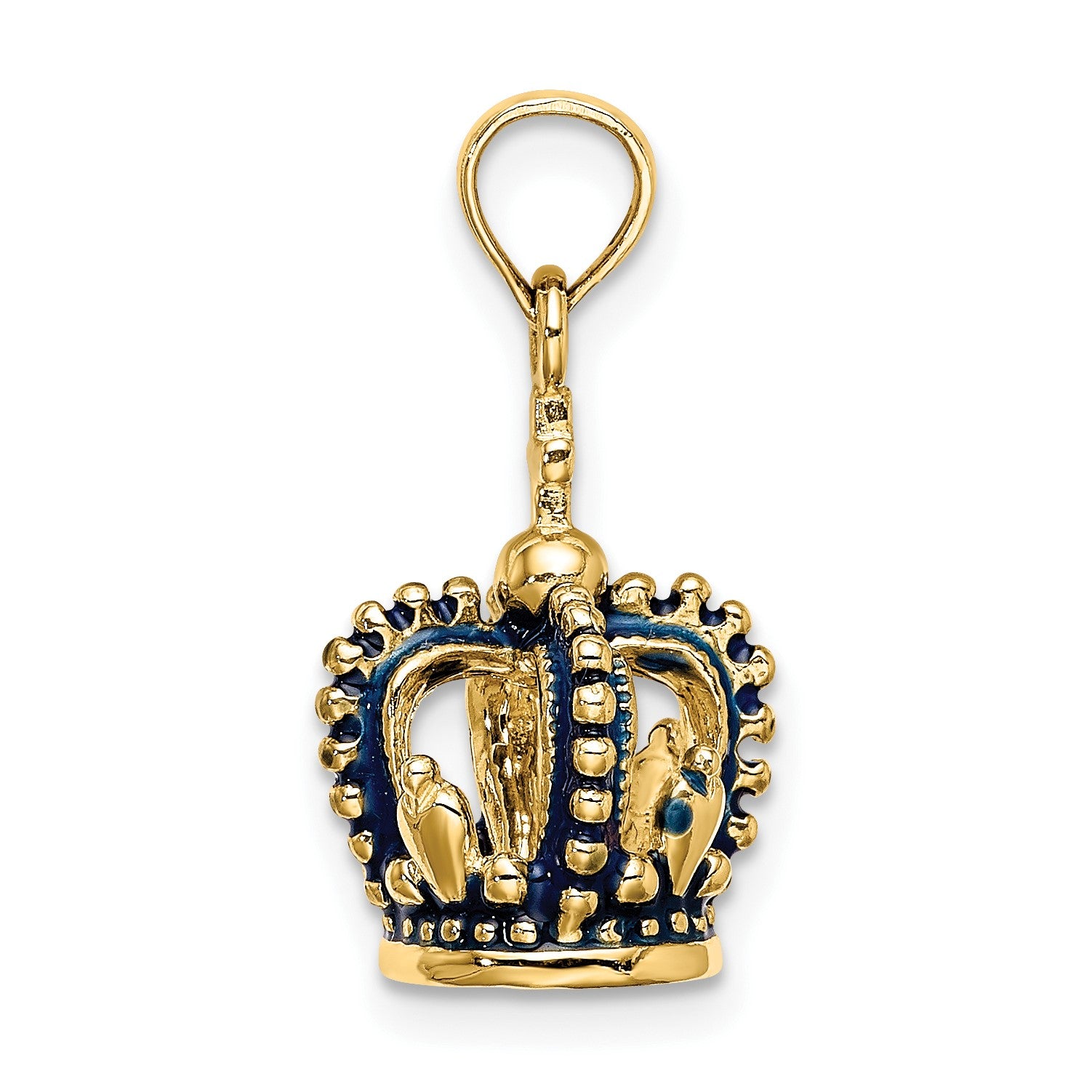 14K 3-D with Blue Enamel Crown Charm