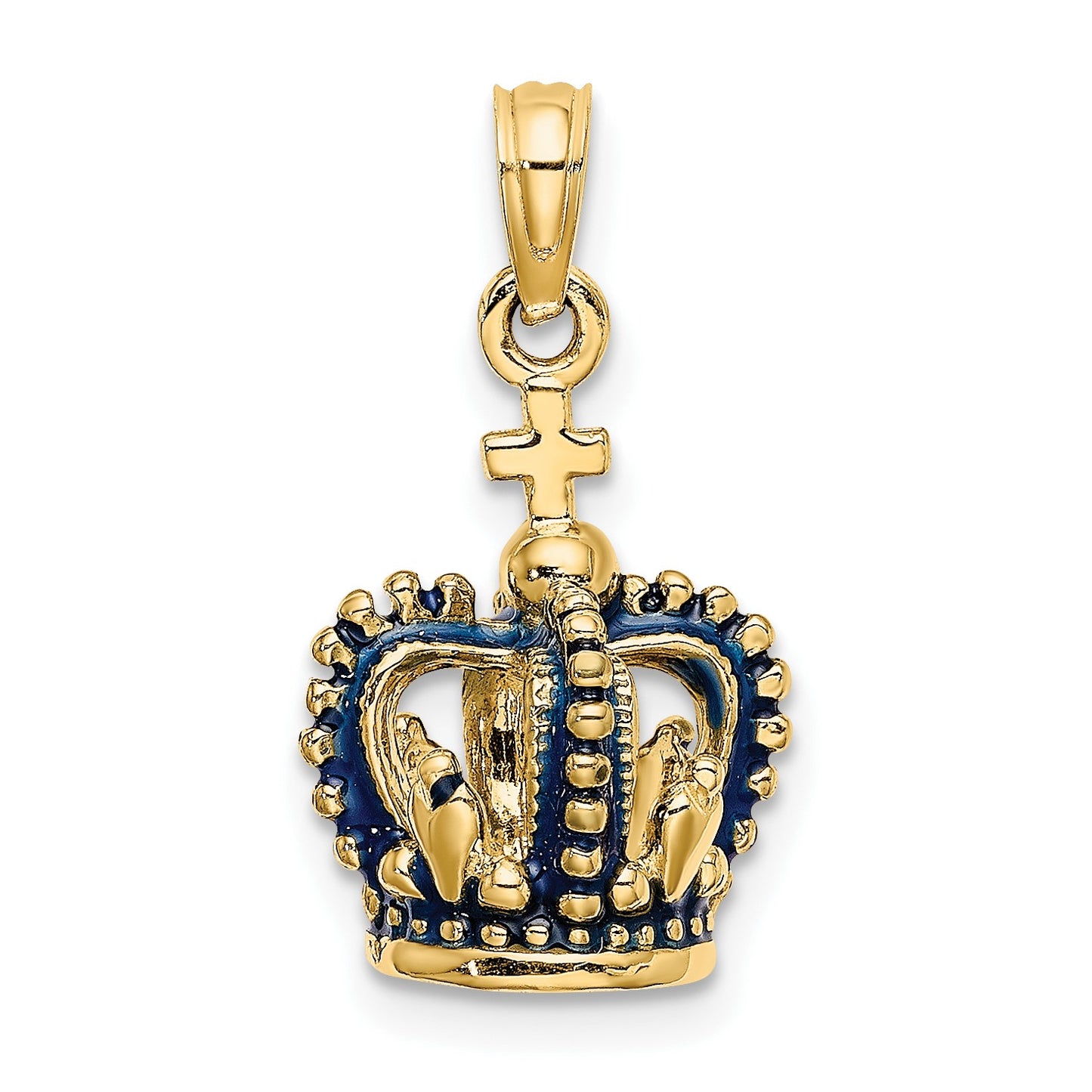 14K 3-D with Blue Enamel Crown Charm