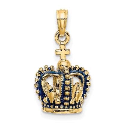 14K 3-D with Blue Enamel Crown Charm