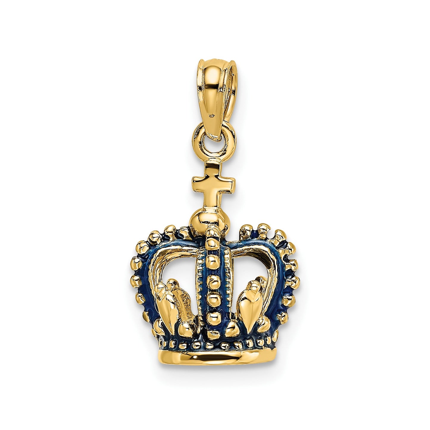 14K 3-D with Blue Enamel Crown Charm