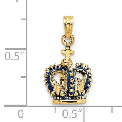 14K 3-D with Blue Enamel Crown Charm