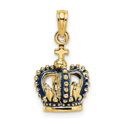 14K 3-D with Blue Enamel Crown Charm