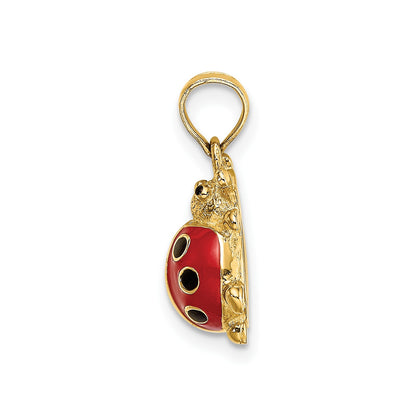 14K Red and Black Enameled Ladybug Charm