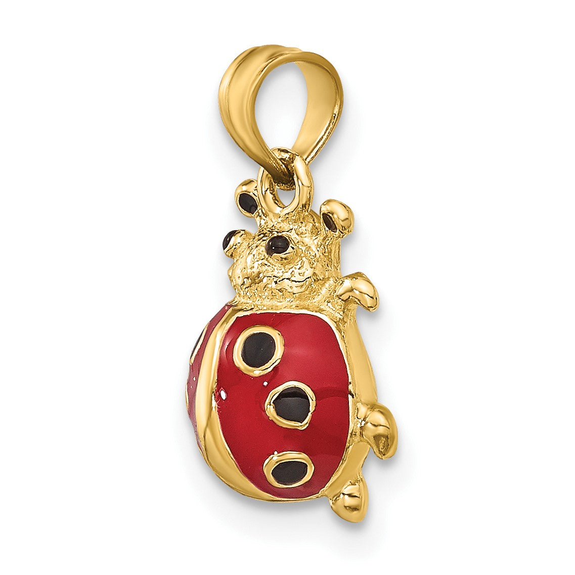 14K Red and Black Enameled Ladybug Charm