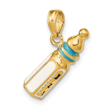 14K 3-D with Blue Enamel Baby Bottle Charm