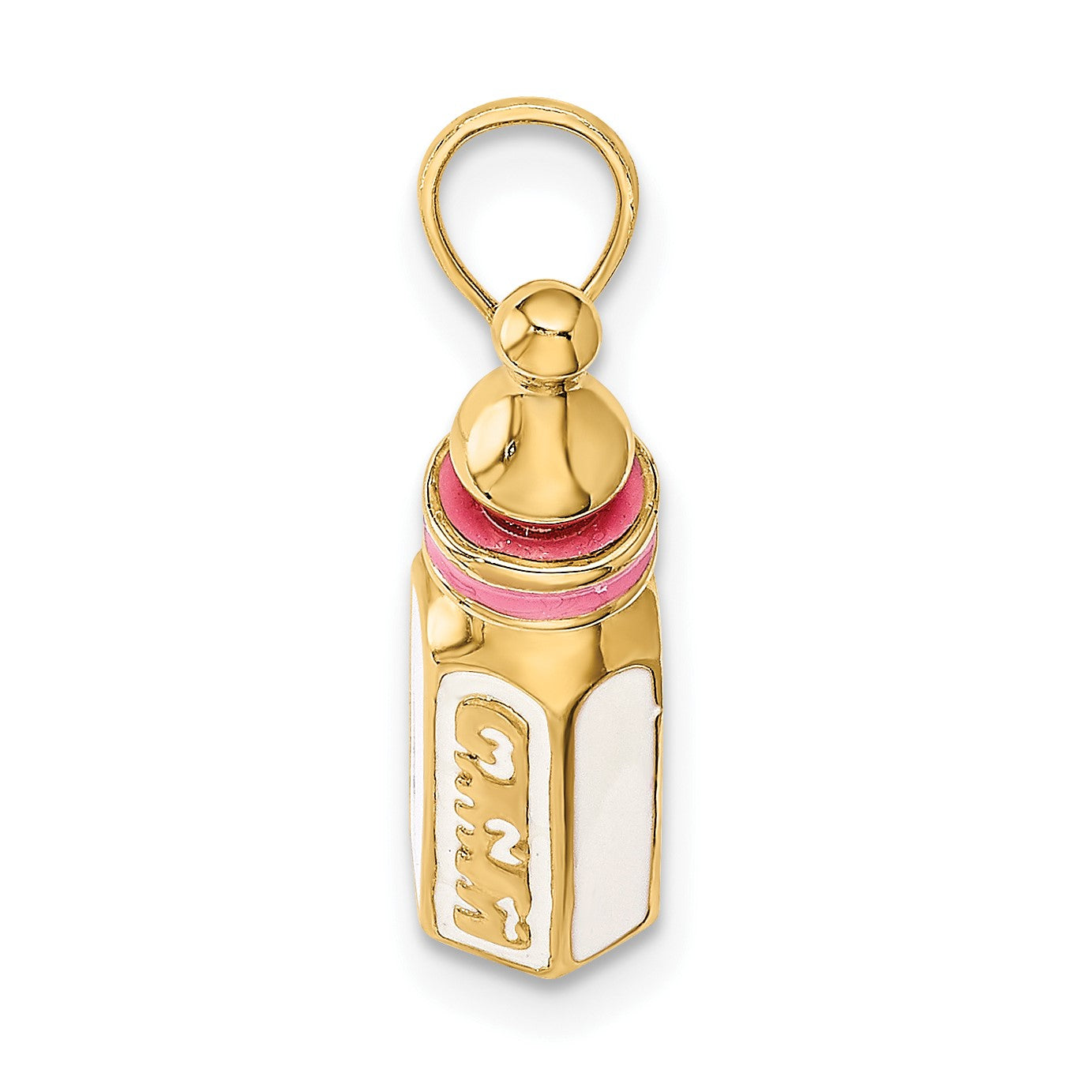 14K 3-D with Pink Enamel Baby Bottle Charm