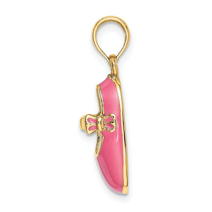 14K Pink Enameled 3-D Baby Shoe Charm