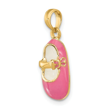 14K Pink Enameled 3-D Baby Shoe Charm
