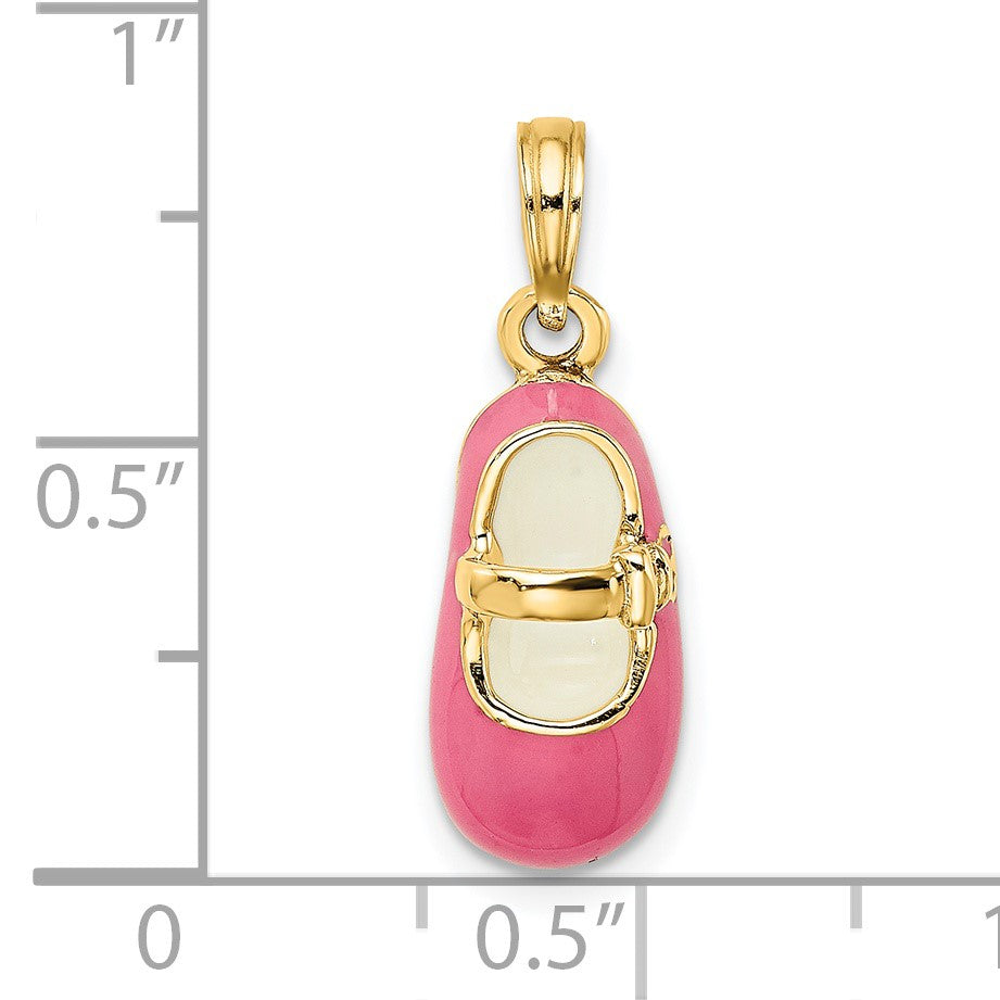 14K Pink Enameled 3-D Baby Shoe Charm