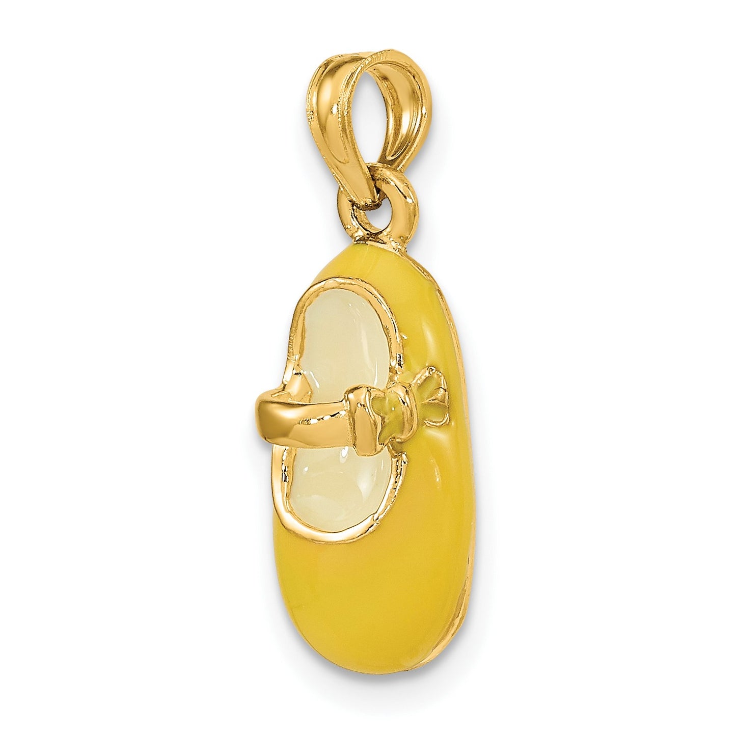 14K Yellow Enameled 3-D Baby Shoe Charm